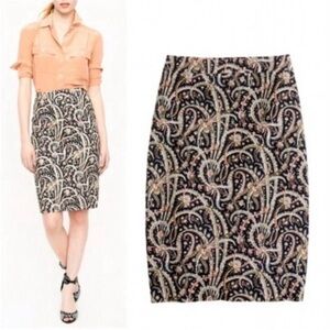 J. Crew Multicolor Paisley Pencil Skirt
